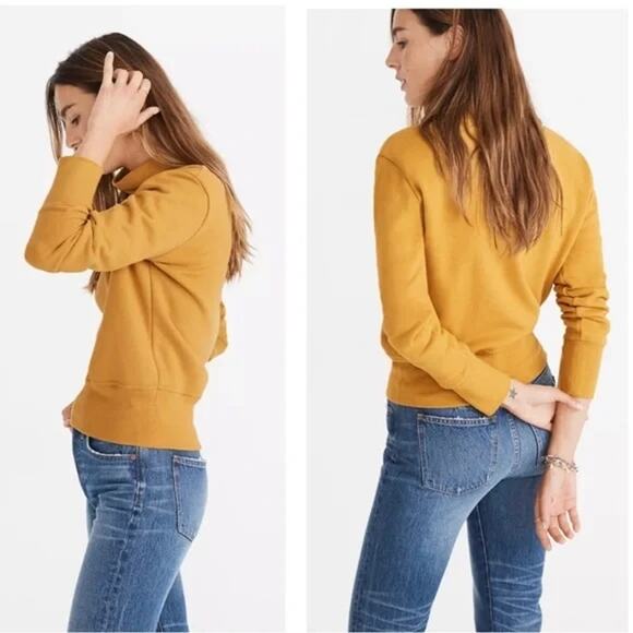 Madewell Women's Mock Neck Sweatshirt Size Large Nectar Gold NWT Drop Shoulder - Picture 2 of 8